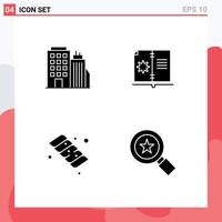 Universal Icon Symbols Group of 4 Modern Solid Glyphs of building candy headoffice hardware achievements Editable Vector Design Elements