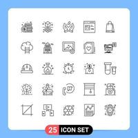 Universal Icon Symbols Group of 25 Modern Lines of bag develop hand css code Editable Vector Design Elements