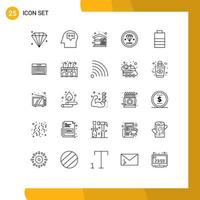 Mobile Interface Line Set of 25 Pictograms of electric programming costs development coding Editable Vector Design Elements