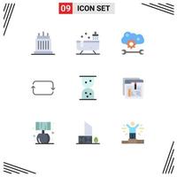 Set of 9 Modern UI Icons Symbols Signs for sets front water back cloud settings Editable Vector Design Elements