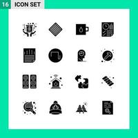 16 Thematic Vector Solid Glyphs and Editable Symbols of ok time baby report document Editable Vector Design Elements