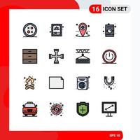 Set of 16 Modern UI Icons Symbols Signs for drawer water healthcare can drink Editable Creative Vector Design Elements