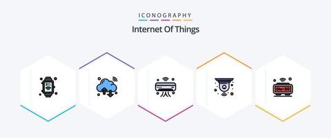 Internet Of Things 25 FilledLine icon pack including alarm. closed. ac. circuit. wifi vector