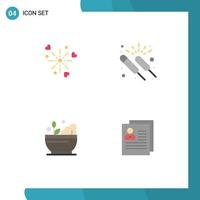 Set of 4 Commercial Flat Icons pack for fireworks hospital love fireworks medicine Editable Vector Design Elements