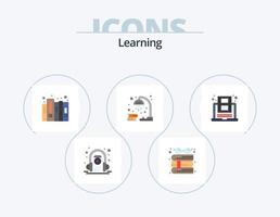 Learning Flat Icon Pack 5 Icon Design. education. revision. history. light. book vector