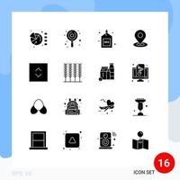 Universal Icon Symbols Group of 16 Modern Solid Glyphs of arrows navigation engine map seo Editable Vector Design Elements