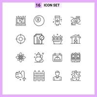 16 Universal Outlines Set for Web and Mobile Applications approve ui eye location basic Editable Vector Design Elements