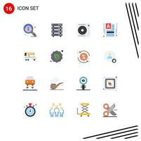 16 Universal Flat Color Signs Symbols of web builder making website web make a website turntable Editable Pack of Creative Vector Design Elements