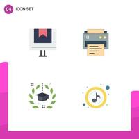 Modern Set of 4 Flat Icons Pictograph of box degree e print hat Editable Vector Design Elements