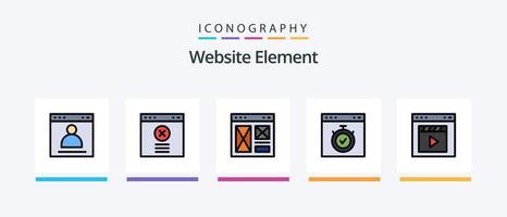 Website Element Line Filled 5 Icon Pack Including loading. download. page. browser. website. Creative Icons Design vector