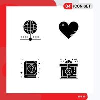 4 Creative Icons Modern Signs and Symbols of cloud report global love bible Editable Vector Design Elements