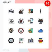Flat Color Filled Line Pack of 16 Universal Symbols of ui app clock world time time zone Editable Creative Vector Design Elements
