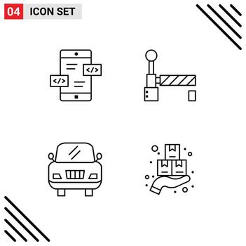Modern Set of 4 Filledline Flat Colors and symbols such as app development package mobile station cyber Editable Vector Design Elements