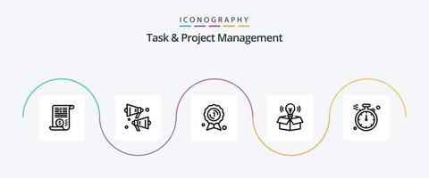 Task And Project Management Line 5 Icon Pack Including idea . box . speaker. badge vector