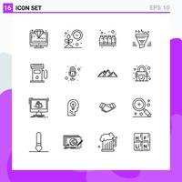 Pack of 16 creative Outlines of sort filter grow colors ink Editable Vector Design Elements