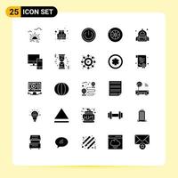 25 Universal Solid Glyphs Set for Web and Mobile Applications computer school off bag tire Editable Vector Design Elements