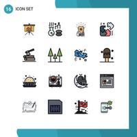 Pictogram Set of 16 Simple Flat Color Filled Lines of log business achievement puzzle trophy Editable Creative Vector Design Elements