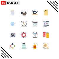 Group of 16 Flat Colors Signs and Symbols for back smart phone nutrition phone system Editable Pack of Creative Vector Design Elements