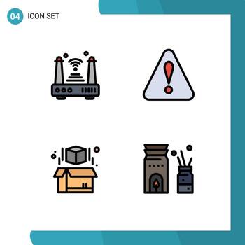 User Interface Pack of 4 Basic Filledline Flat Colors of internet model things triangle aromatherapy Editable Vector Design Elements