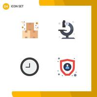 Flat Icon Pack of 4 Universal Symbols of box clock product medical data Editable Vector Design Elements