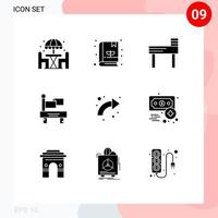 User Interface Pack of 9 Basic Solid Glyphs of up curved education arrows transportation Editable Vector Design Elements