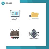4 Flat Icon concept for Websites Mobile and Apps information service website tool case Editable Vector Design Elements
