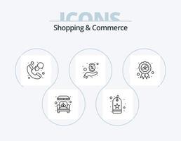 compras y comercio línea icono paquete 5 5 icono diseño. . compras. pegatina. cesta. crédito tarjeta vector
