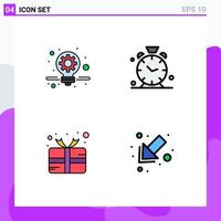 4 Universal Filledline Flat Color Signs Symbols of business mardi gras alarm alert arrow Editable Vector Design Elements