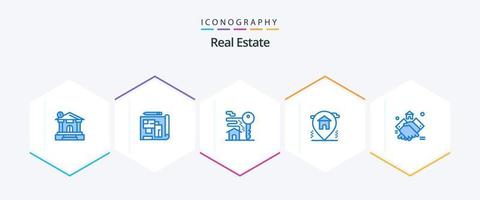 Real Estate 25 Blue icon pack including estate. real estate. home. house. location vector