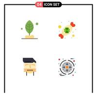 Set of 4 Vector Flat Icons on Grid for leaf opponent candy festival terrorism Editable Vector Design Elements