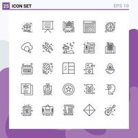 Set of 25 Modern UI Icons Symbols Signs for webpage internet presentation browser construction Editable Vector Design Elements