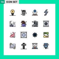 16 Universal Flat Color Filled Line Signs Symbols of factory building internet photo camera Editable Creative Vector Design Elements