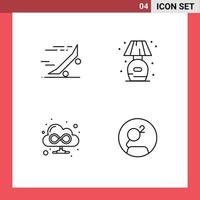 Line Pack of 4 Universal Symbols of fast browser skate board living web Editable Vector Design Elements