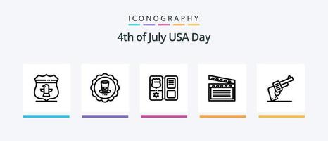 Estados Unidos línea 5 5 icono paquete incluso americano televisión. beber. estrella. director. creativo íconos diseño vector