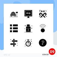 Modern Set of 9 Solid Glyphs and symbols such as jar layout style image collage Editable Vector Design Elements