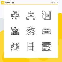 Modern Set of 9 Outlines and symbols such as sitting table drinking development chair oil Editable Vector Design Elements