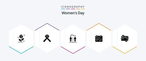 Womens Day 25 Glyph icon pack including womens. signs. cancer. washroom. love vector