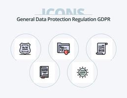 Gdpr Line Filled Icon Pack 5 Icon Design. gdpr . secure. protection . protection . data vector