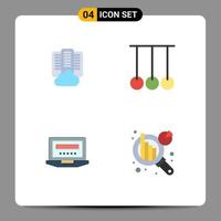 4 User Interface Flat Icon Pack of modern Signs and Symbols of cloud computer server rings education Editable Vector Design Elements