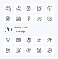 20 Technology Line icon Pack like artificial webcam service web scientists vector