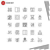 Set of 25 Modern UI Icons Symbols Signs for like heart transport gift wedding Editable Vector Design Elements