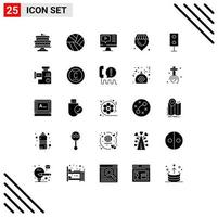 25 Thematic Vector Solid Glyphs and Editable Symbols of speaker electronics play devices shop Editable Vector Design Elements