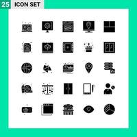 Modern Set of 25 Solid Glyphs Pictograph of contact us address service design web Editable Vector Design Elements