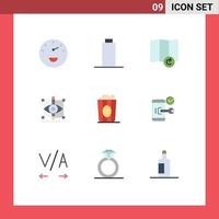 Universal Icon Symbols Group of 9 Modern Flat Colors of key movie design food visual Editable Vector Design Elements