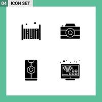 4 Thematic Vector Solid Glyphs and Editable Symbols of bed date sleep picture love Editable Vector Design Elements
