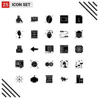 Set of 25 Modern UI Icons Symbols Signs for export document tranfer video camera Editable Vector Design Elements