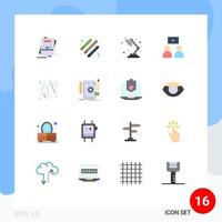 Modern Set of 16 Flat Colors and symbols such as celebrate video light stick watch school Editable Pack of Creative Vector Design Elements