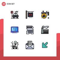 Stock Vector Icon Pack of 9 Line Signs and Symbols for hardware hardware color laptop computer Editable Vector Design Elements