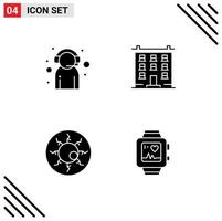 Pack of 4 creative Solid Glyphs of assistant house customer support building ghost eyeball Editable Vector Design Elements