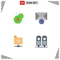 Group of 4 Flat Icons Signs and Symbols for breakfast music mail files speaker Editable Vector Design Elements